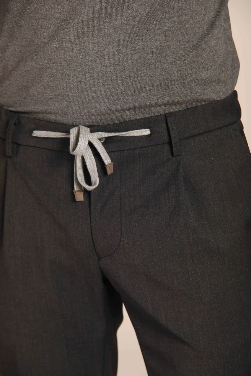 New York 1 Pinces City String pantalone chino jogger uomo in lana tecnica regular fit