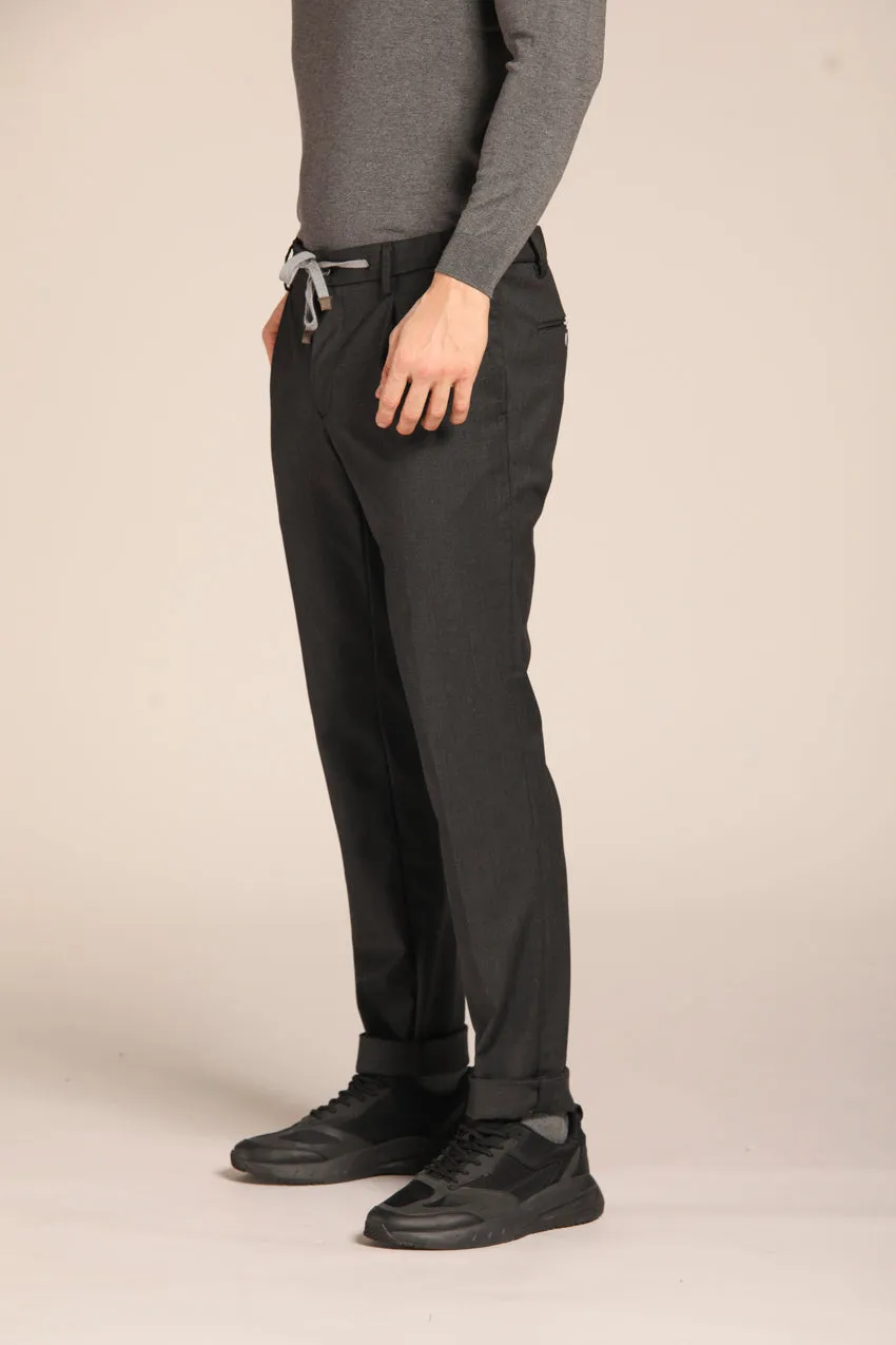 New York 1 Pinces City String pantalone chino jogger uomo in lana tecnica regular fit