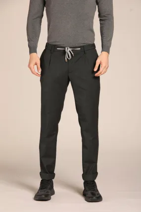 New York 1 Pinces City String pantalone chino jogger uomo in lana tecnica regular fit