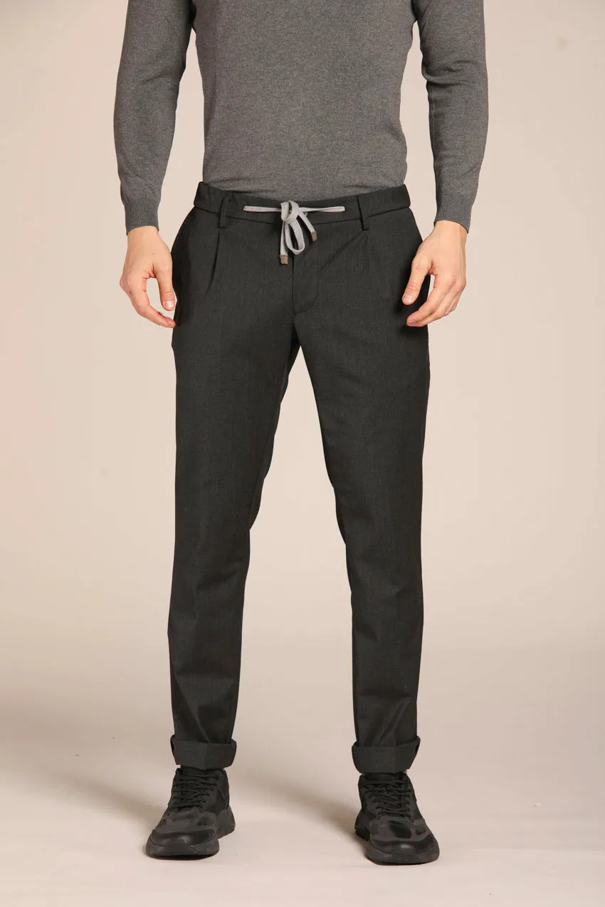 New York 1 Pinces City String pantalone chino jogger uomo in lana tecnica regular fit