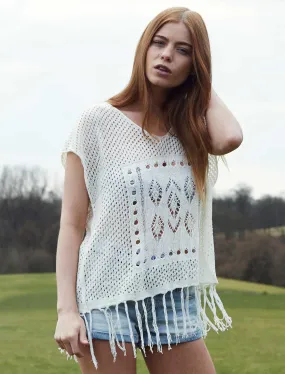 Plum Tree Khan white knitted vest