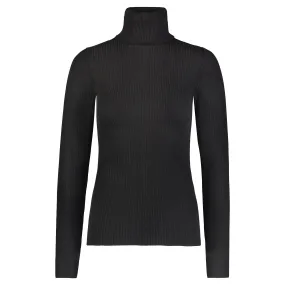 Polkadot SLOUCHY TURTLE LS BLACK RIB KNIT