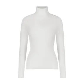 Polkadot SLOUCHY TURTLENECK LS Rib Knit Pearl White