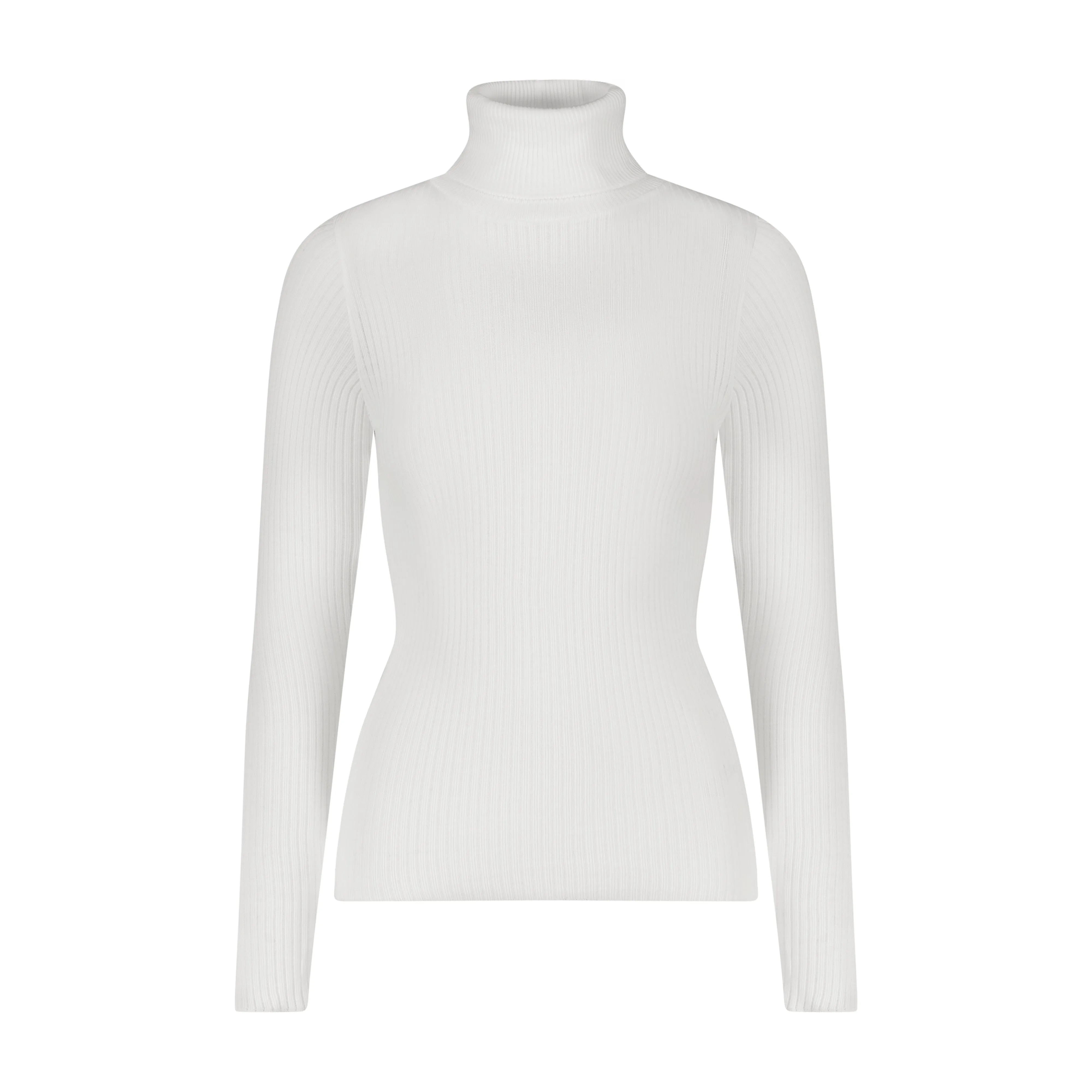 Polkadot SLOUCHY TURTLENECK LS Rib Knit Pearl White
