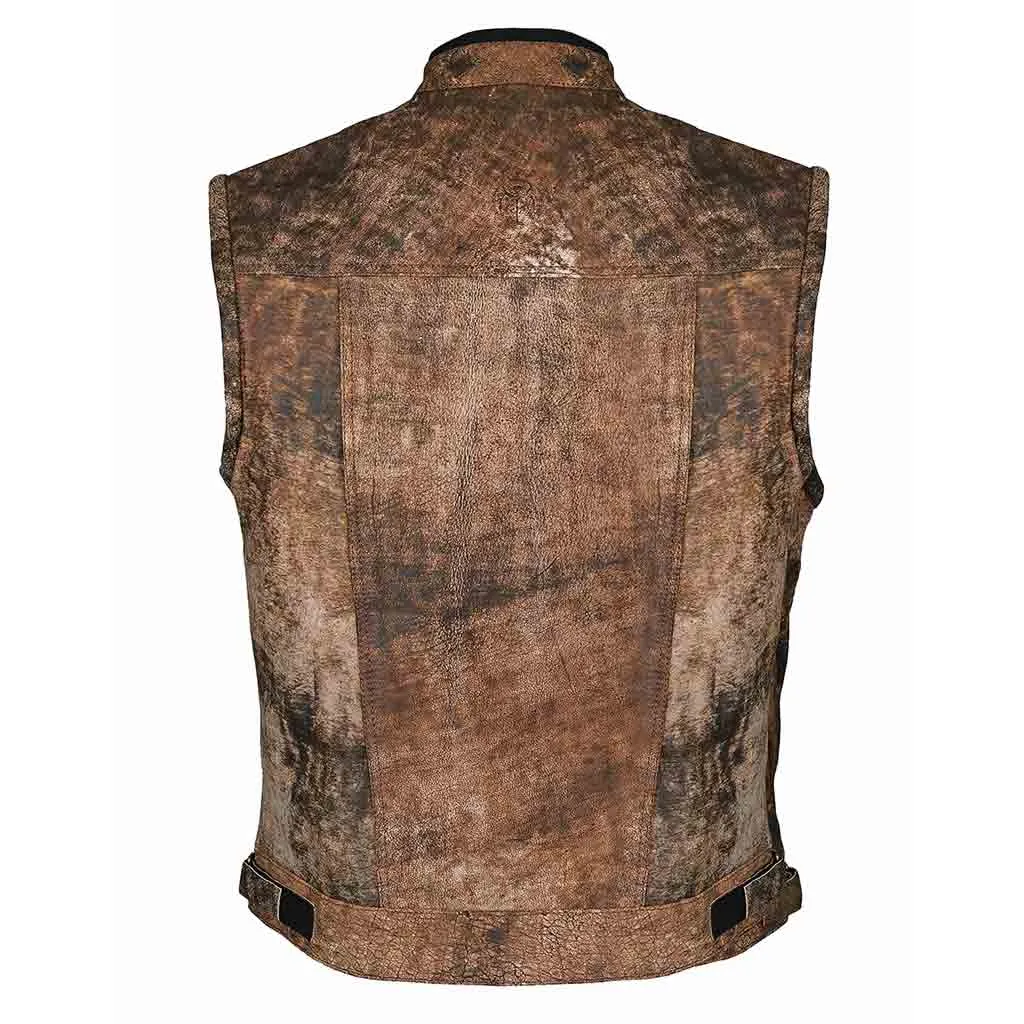 RIDERACT® Motorcycle Leather Vest SOA Dirt Fuss
