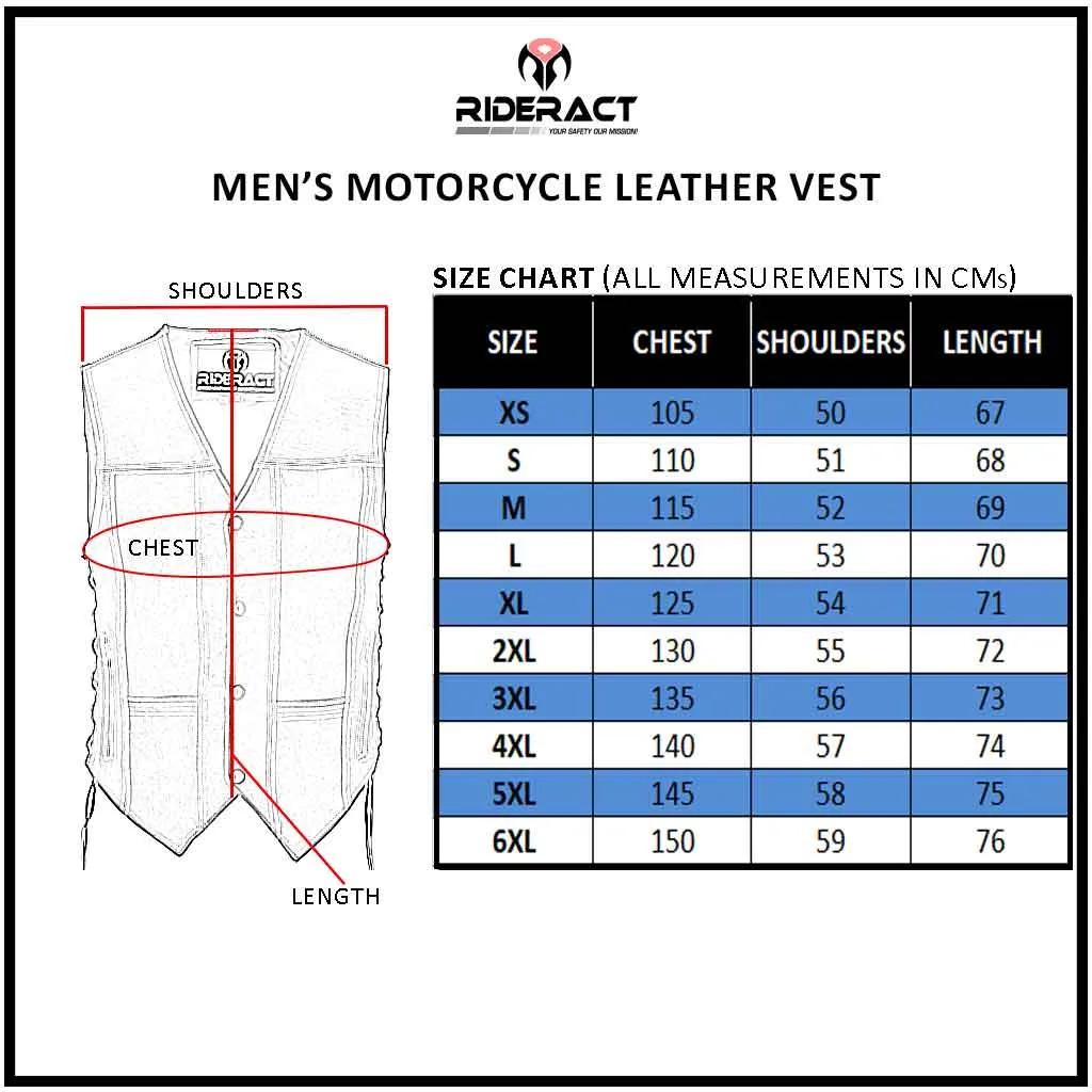 RIDERACT® Motorcycle Leather Vest SOA Dirt Fuss