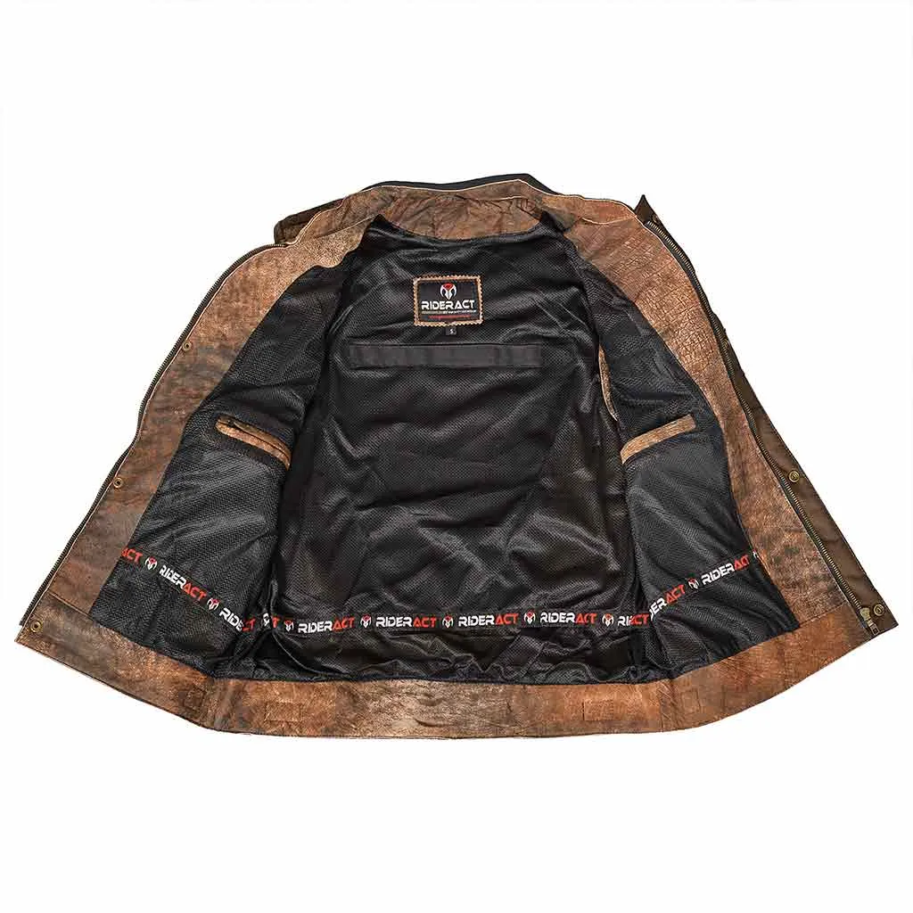 RIDERACT® Motorcycle Leather Vest SOA Dirt Fuss