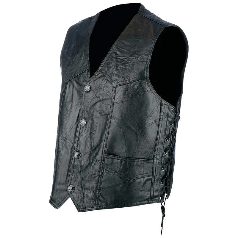 Rock leather biker vest-3x