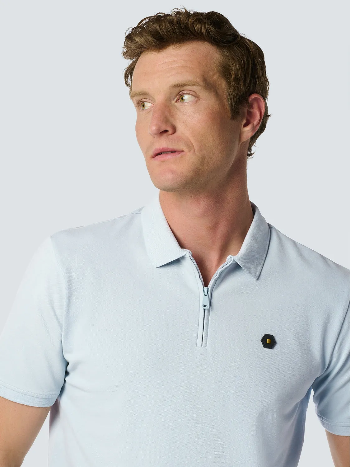 Sleek Polo Shirt with Stretch and Minimalist Design | Sky