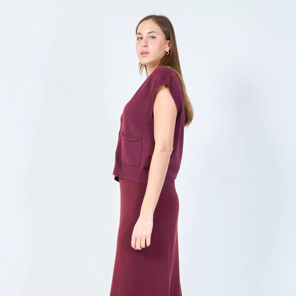 Sleeveless button-up cardigan vest wholesale