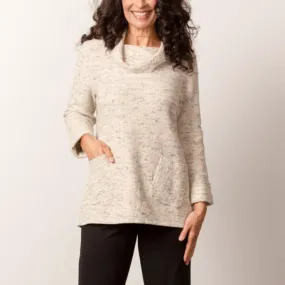 Textured Cotton Cowl Neck - Winter White