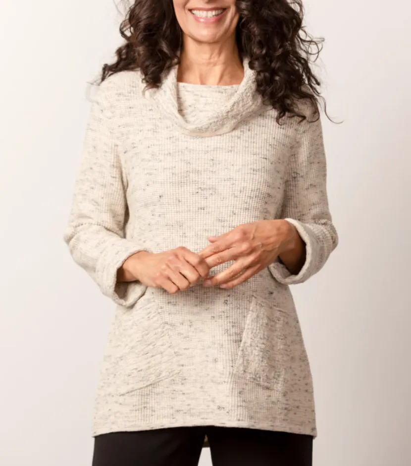 Textured Cotton Cowl Neck - Winter White