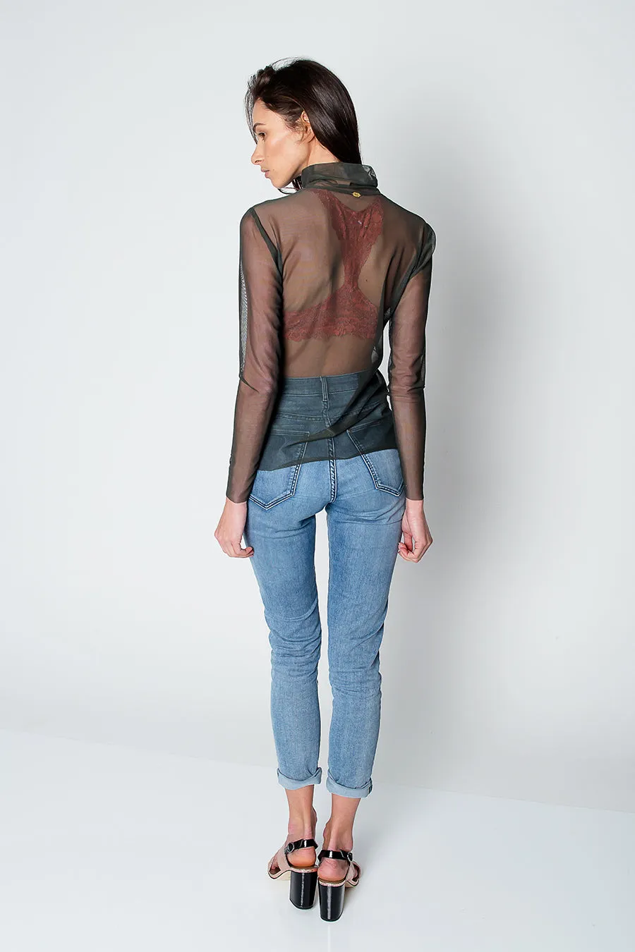 Tulle Turtleneck Top
