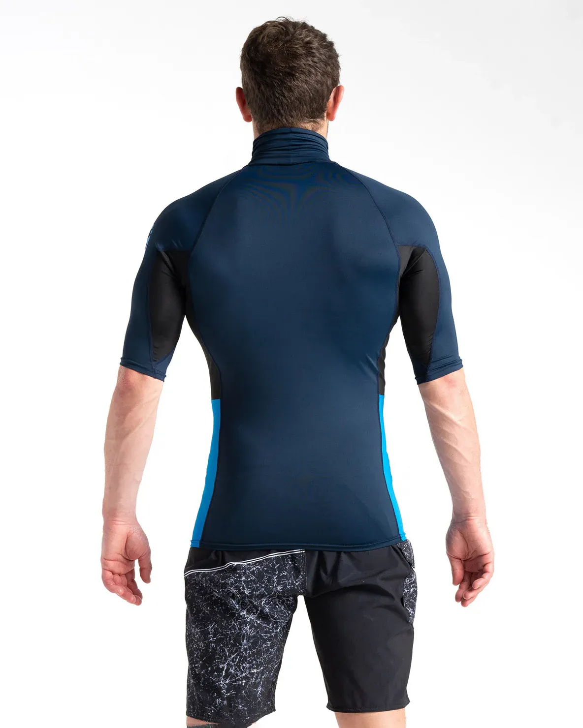 Turtleneck RX Rash Vest in Slate, Navy, Black & Cyan