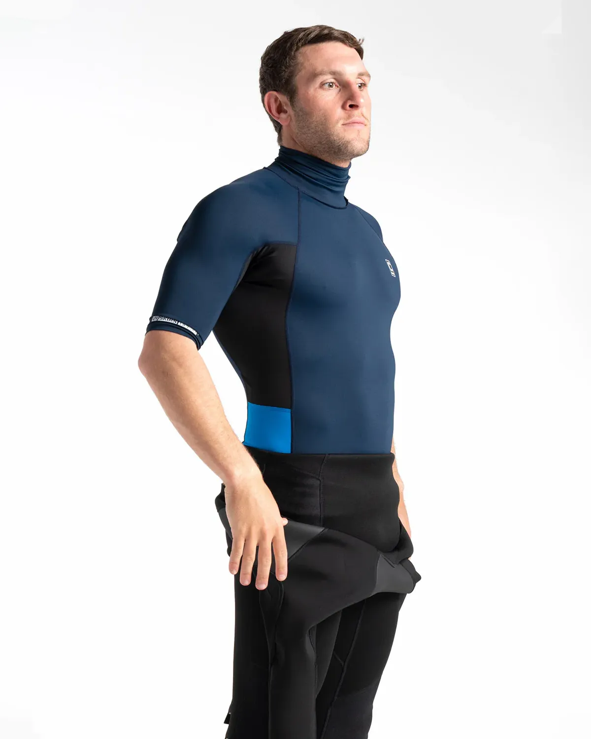 Turtleneck RX Rash Vest in Slate, Navy, Black & Cyan