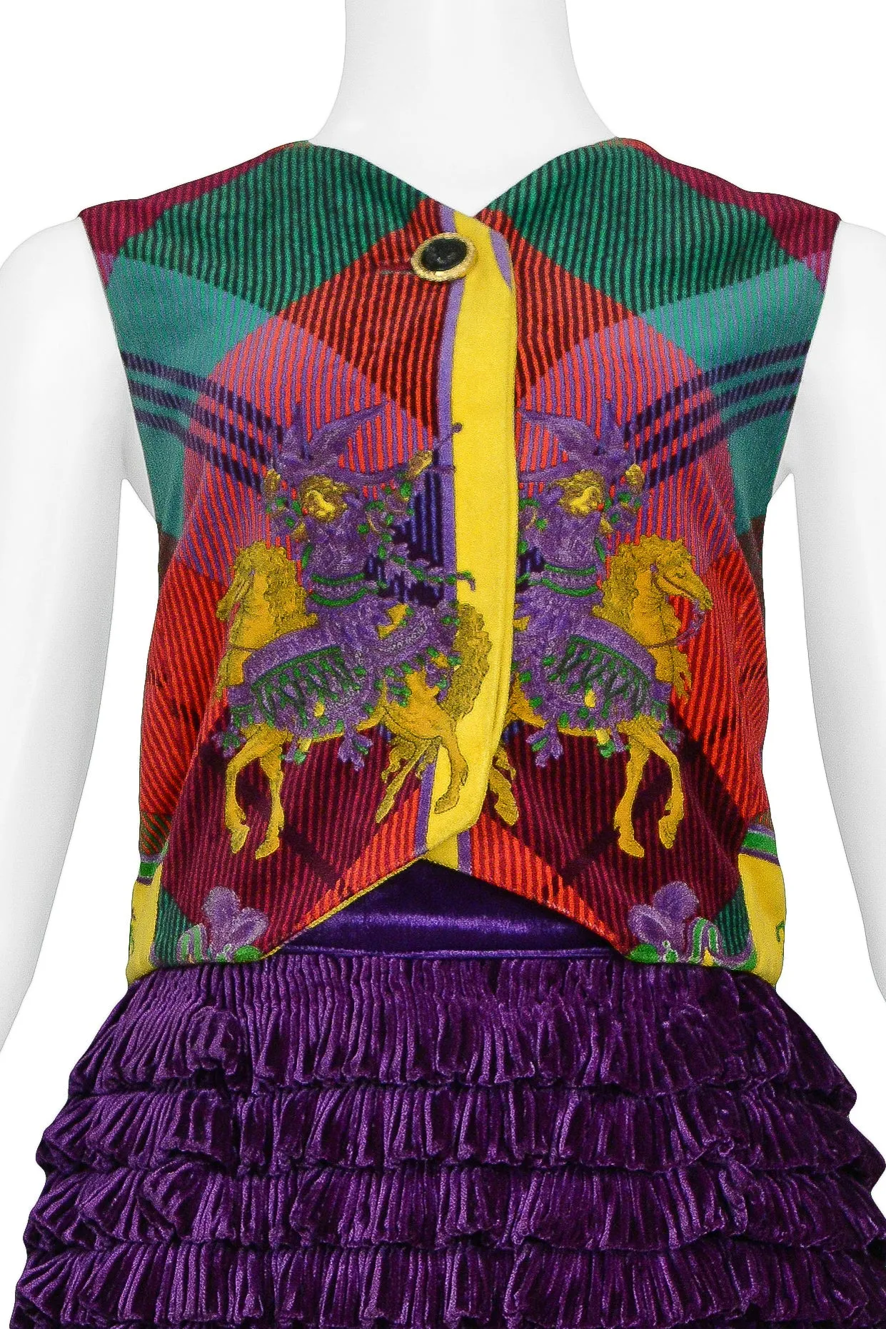 VERSACE VELVET VEST & SKIRT ENSEMBLE