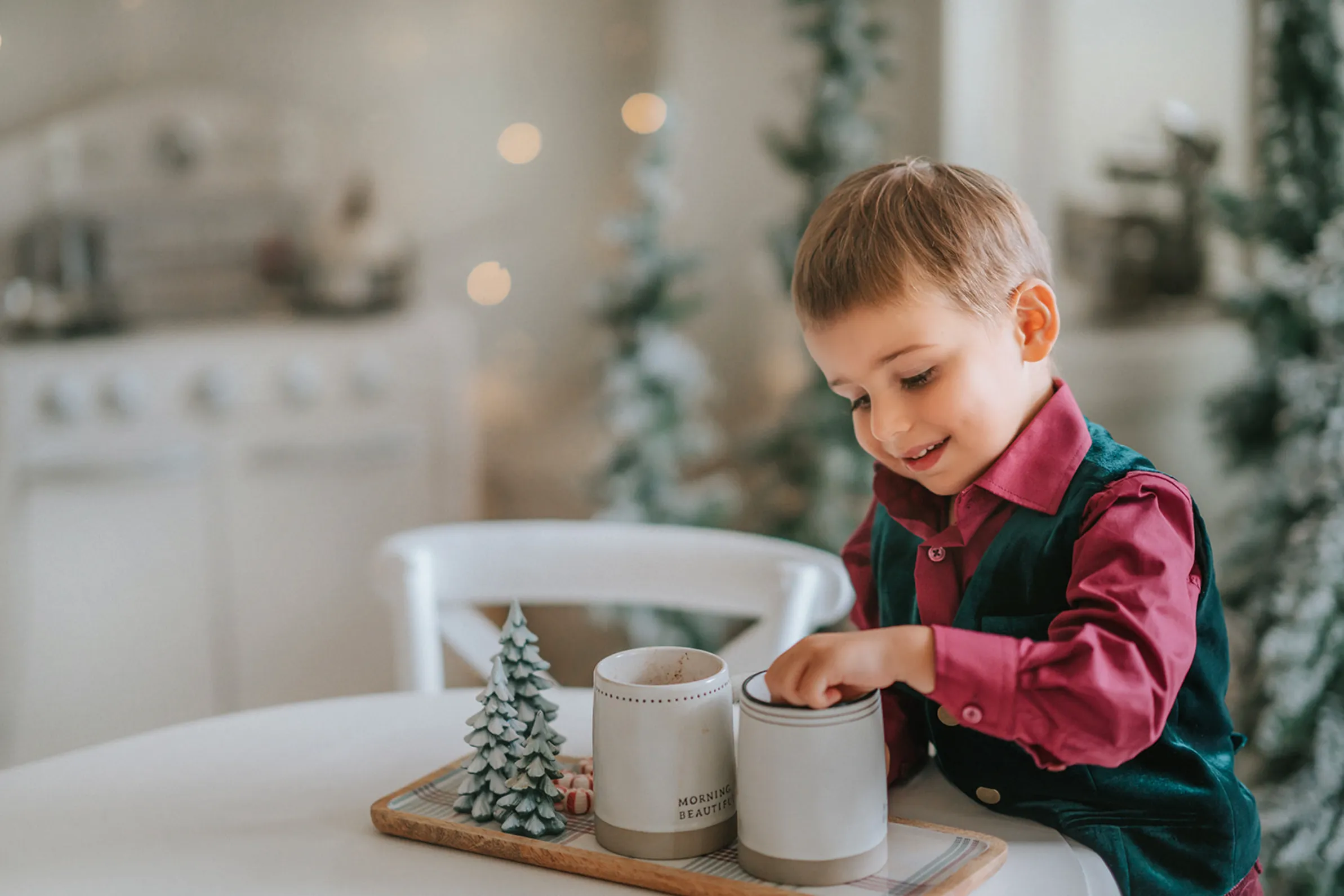 Very Merry Evergreen Velvet Boys Vest