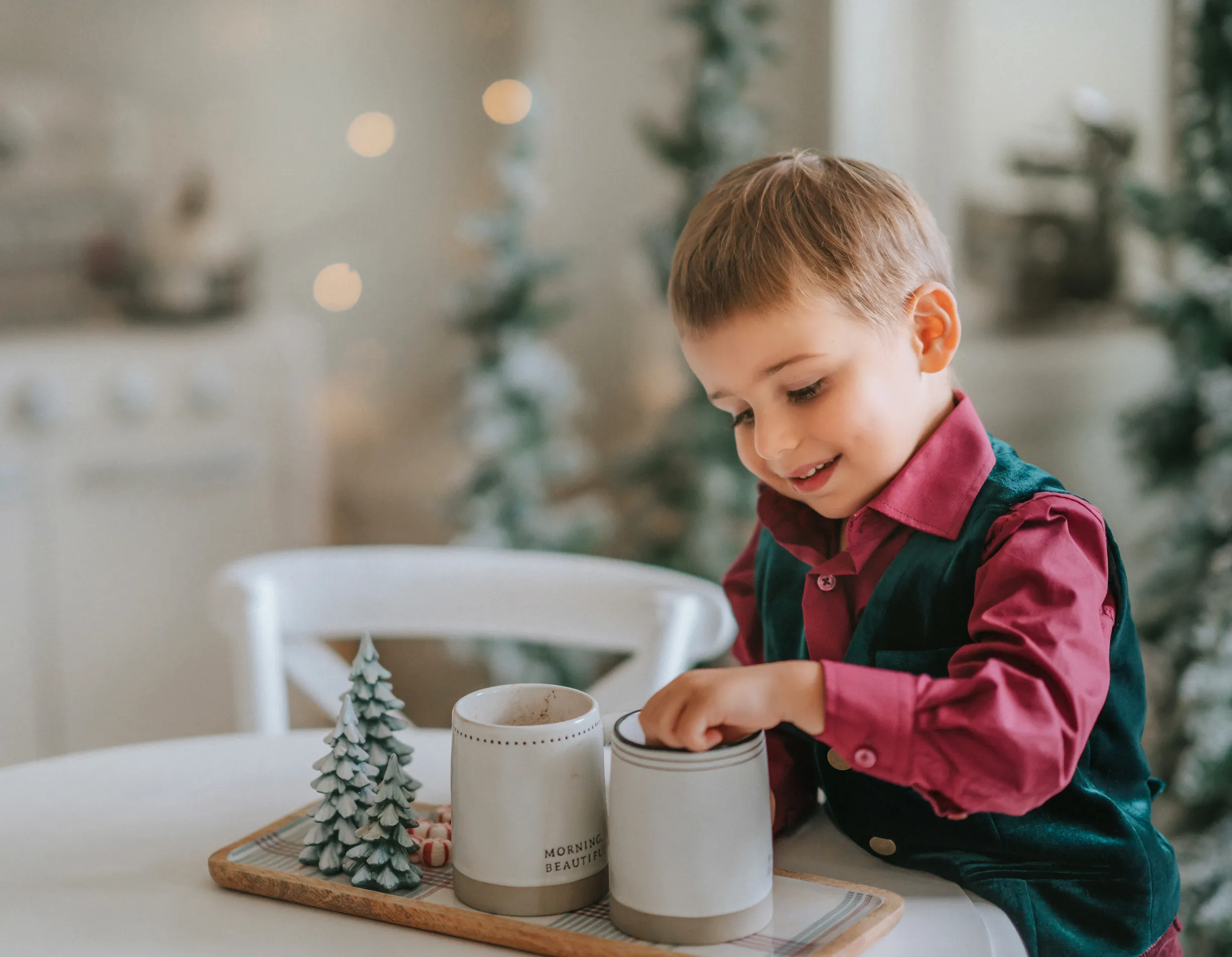 Very Merry Evergreen Velvet Boys Vest