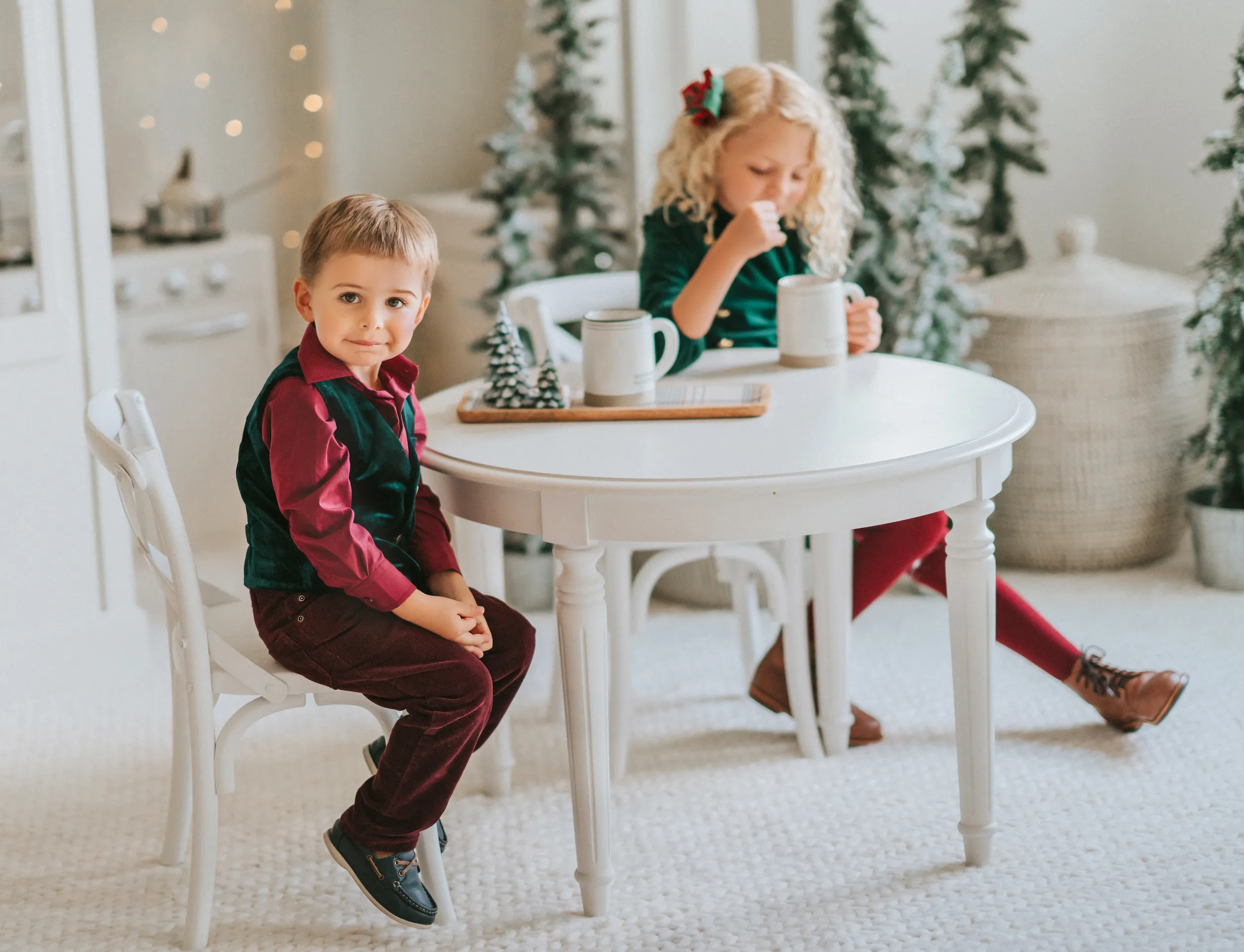 Very Merry Evergreen Velvet Boys Vest