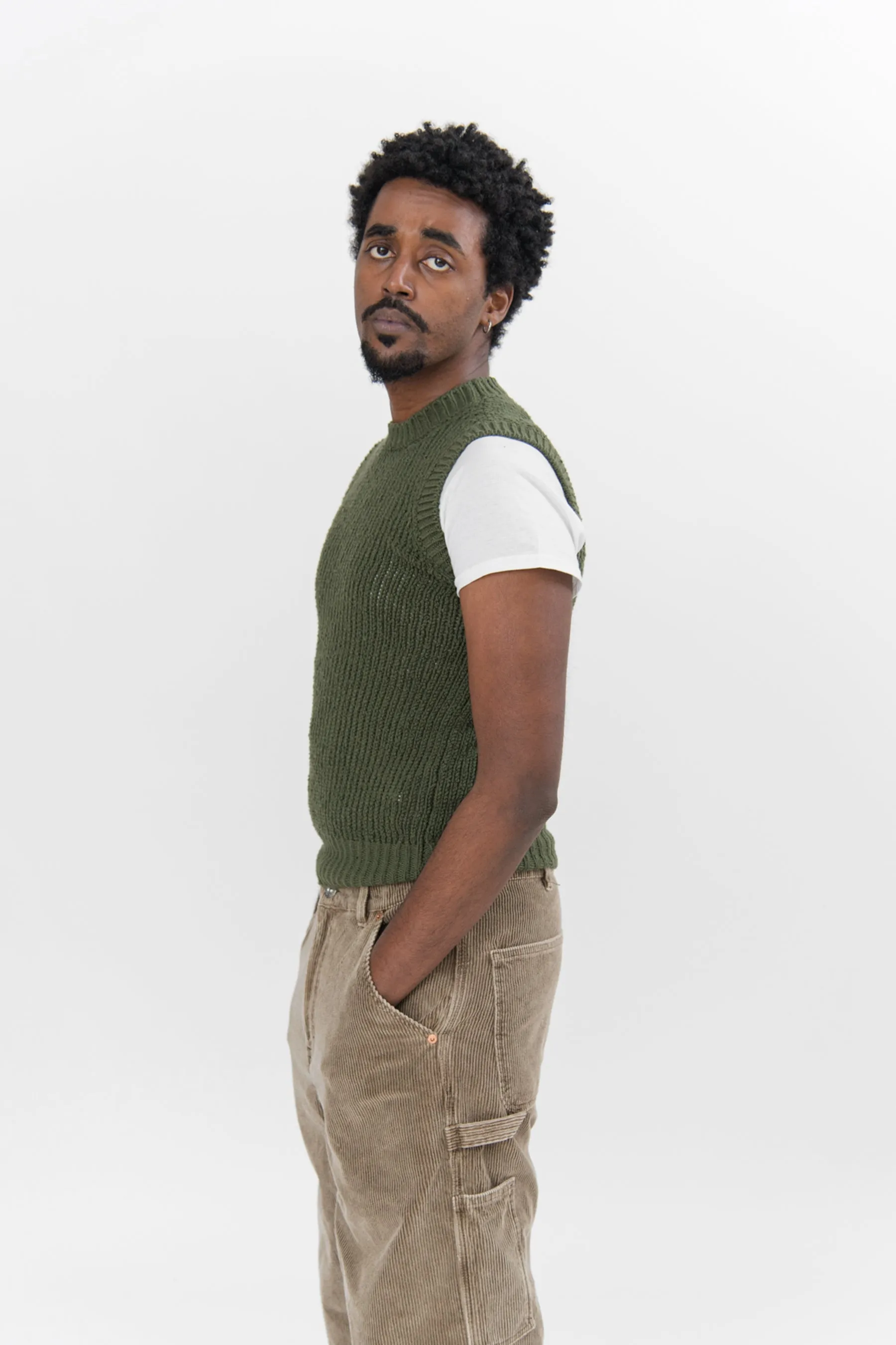 Vest Stretch Cotton Knit Military Green J21NC0122-J15421314