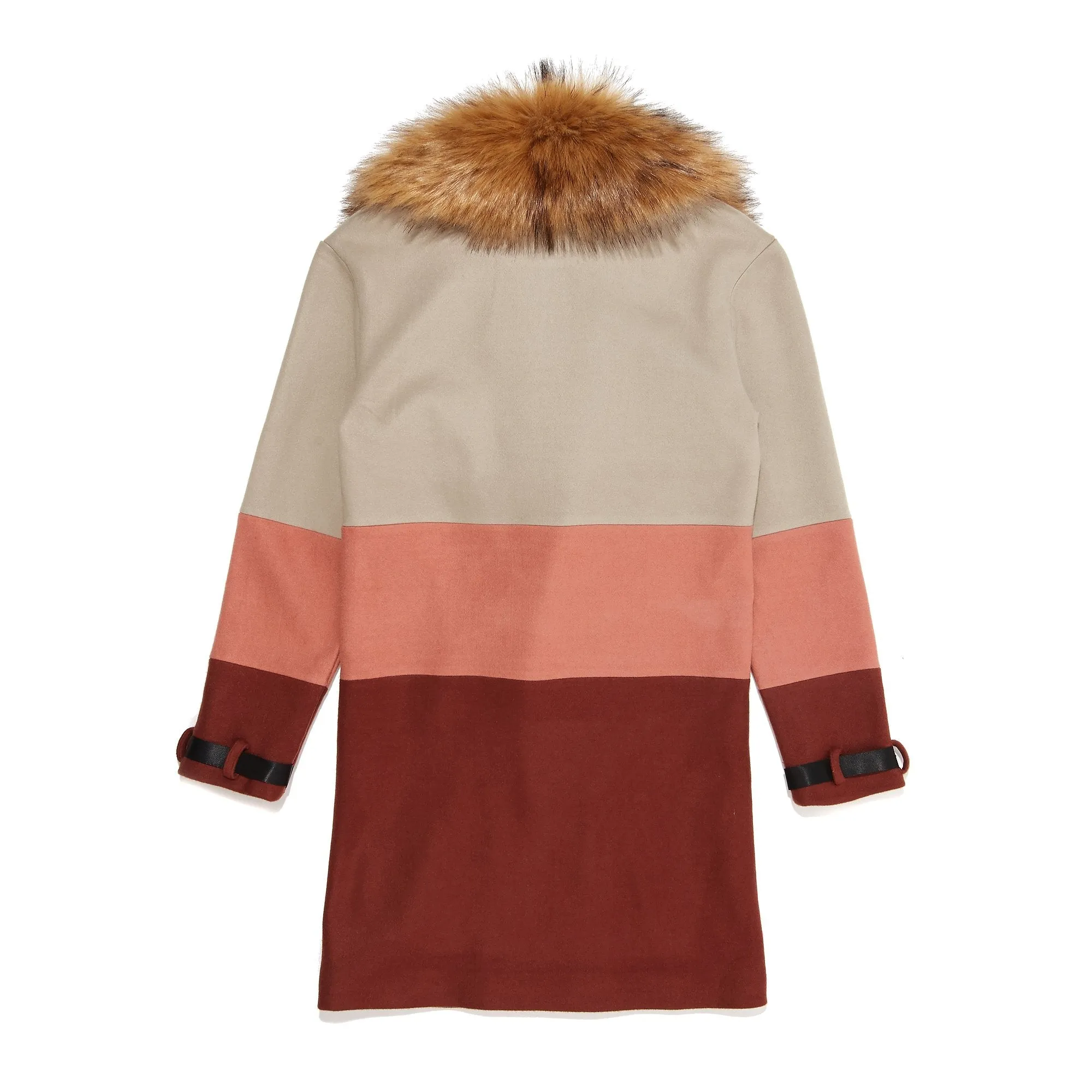 Vie Riche Removable Fur 3 Tone Overcoat (Clay)