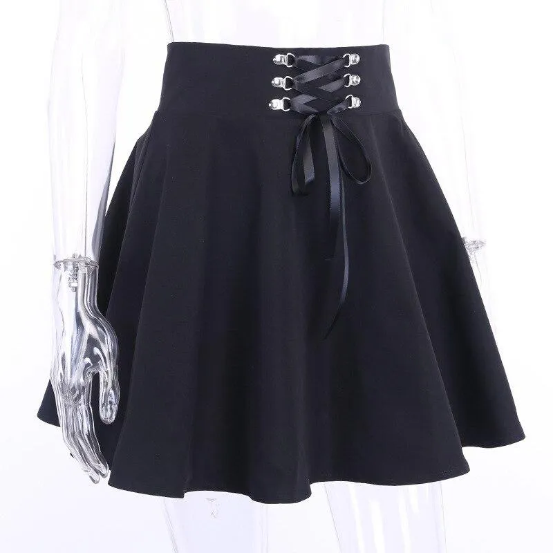 Vintage Gothic Pleated Skirts / Punk Grunge Bandage Rivet Skirt