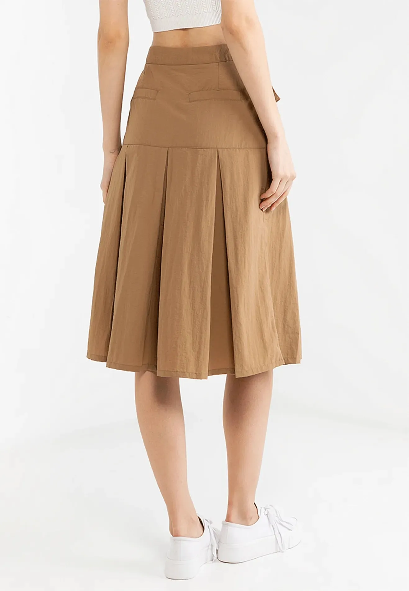 VOIR JEANS Hey Summer Collection: Pleated Cargo Midi Skirt