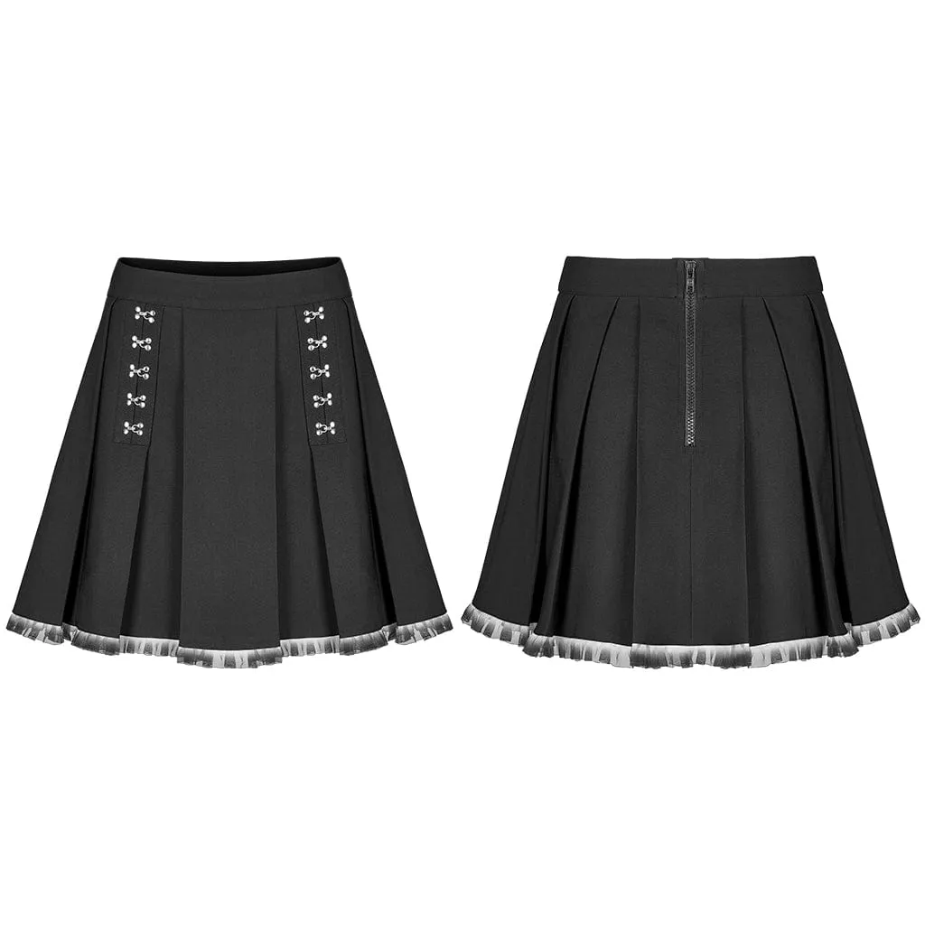Women's Grunge Crisscross Short Pleated Skirt