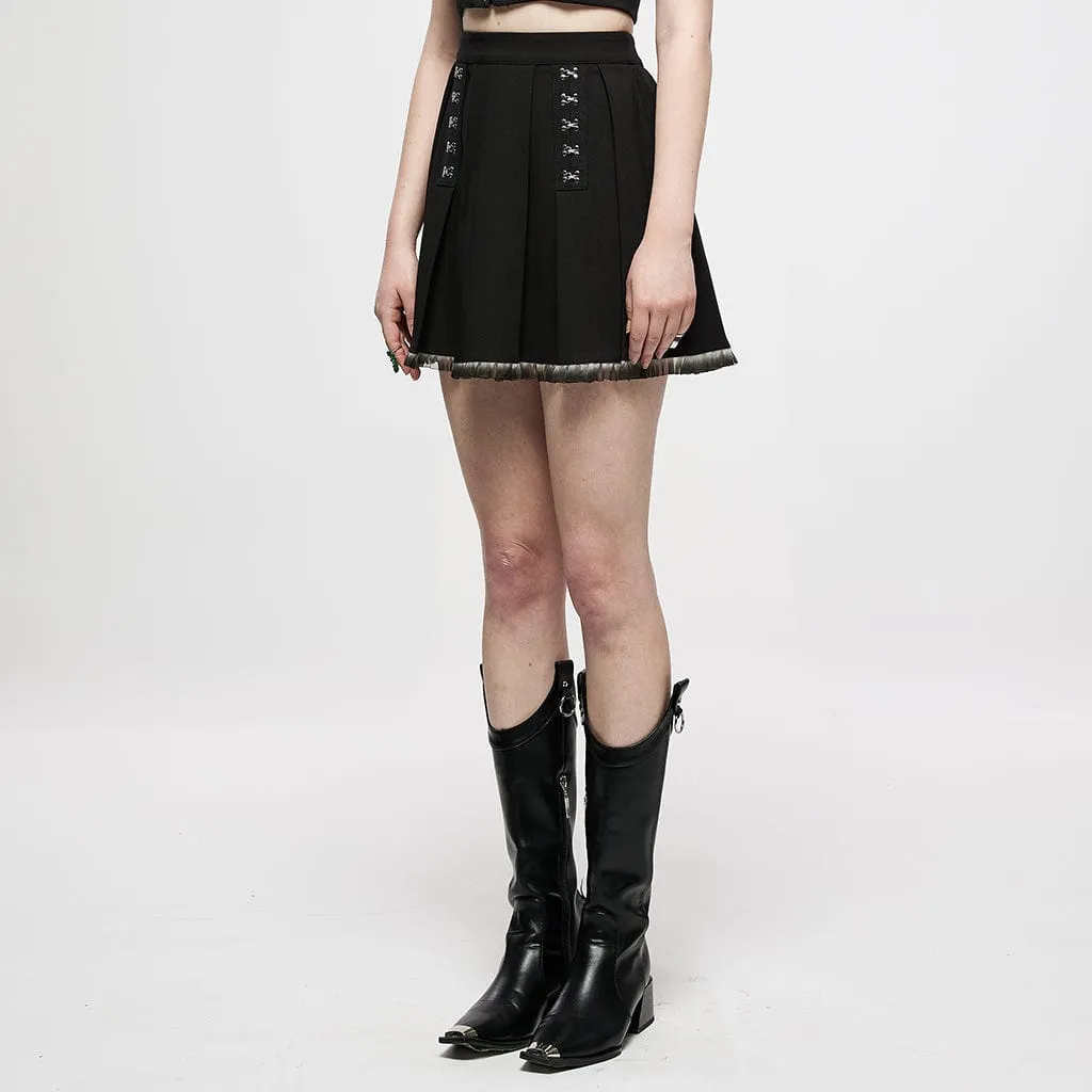 Women's Grunge Crisscross Short Pleated Skirt