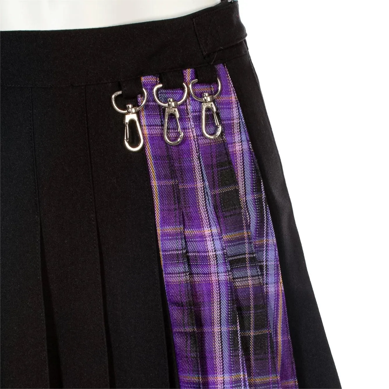 Women's Grunge Irregular Plaid Splice Pleated Skirt Purple