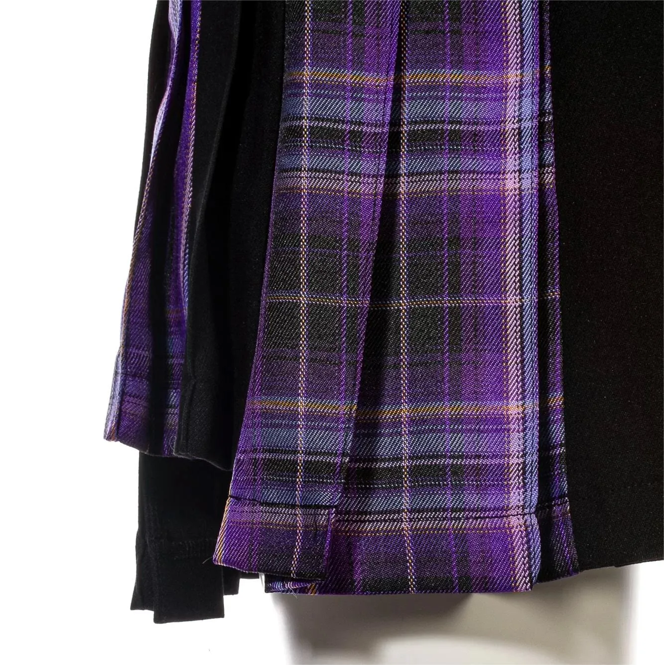 Women's Grunge Irregular Plaid Splice Pleated Skirt Purple