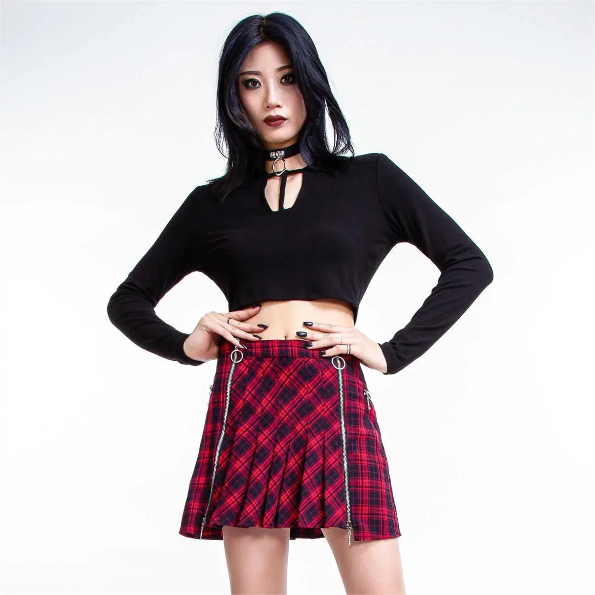 Women's Grunge Plaid Pleated Skirt