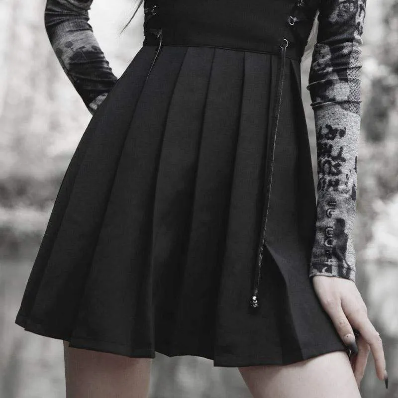 Women's Grunge Strappy Pleated Suspender Skirt