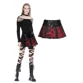 Women's Grunge Tie-dyed Splice Pleated Skirt