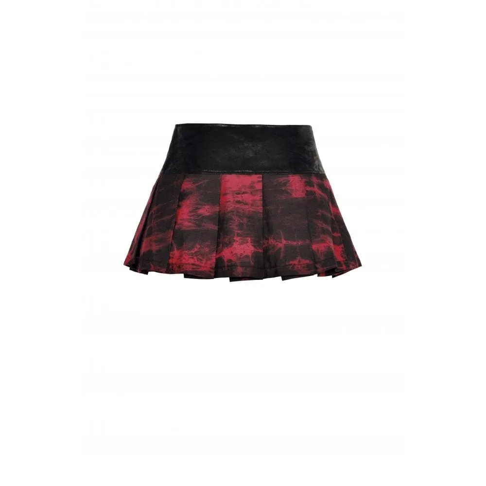 Women's Grunge Tie-dyed Splice Pleated Skirt