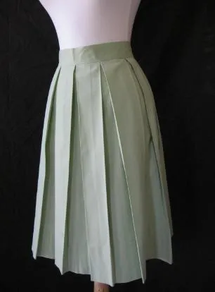 Women's Vintage 60s Crop Top Skirt Suit Mad Men Skirt Set Pleated Small VFG