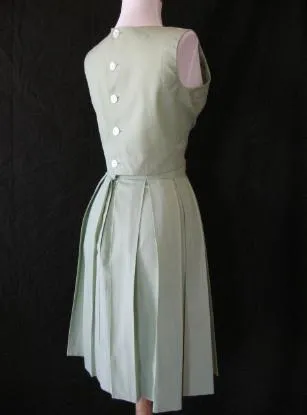 Women's Vintage 60s Crop Top Skirt Suit Mad Men Skirt Set Pleated Small VFG