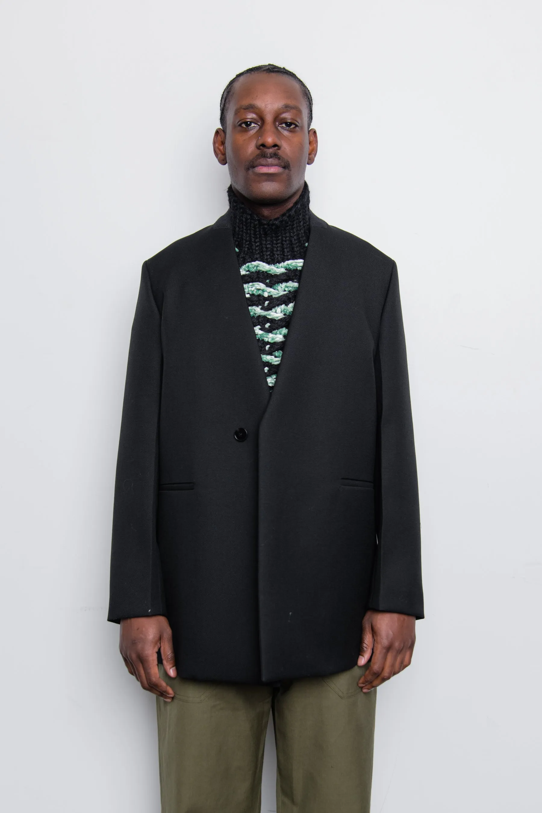 Wool Velvet Float Stitch Jacquard Bib Mint/Black