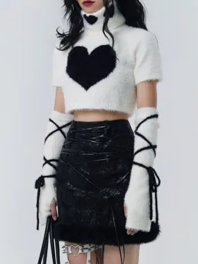 Y2K Knitted Turtleneck Top & ArmWarmer【s0000000298】